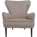 [NEUWERTIG] Lounge-Sessel HHG-737, Cocktailsessel Polstersessel Sessel, Samt (280g/m²) taupe