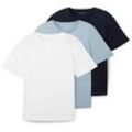 TOM TAILOR Herren T-Shirts im Dreierpack, weiß, Uni, Gr. XXL