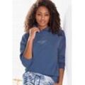 Hoodie LASCANA "-Kapuzensweatshirt, Loungeshirt" Gr. 48/50, blau Damen Sweatshirts mit Frontprint, Loungewear