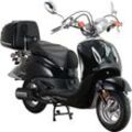 Motorroller ALPHA MOTORS "Retro Firenze", schwarz (schwarz, schwarz), Motorroller & MofasB:85cm H:108,5cm L:189cm, mit Lenkerschloss, im Retro-Look, B:85cm H:108,5cm L:189cm