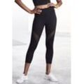 Caprileggings LASCANA ACTIVE "-Sport Capri" Gr. XS (32/34), N-Gr, schwarz Damen Hosen mit kleiner Raffung, Loungewear