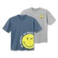 2 Kinder-T-Shirts »Smiley« - Blau/Meliert - Kinder - Gr.: 122/128