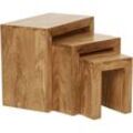 3er Set Satztisch Massiv-Holz Wohnzimmer-Tisch Landhaus-Stil Beistelltisch dunkel-braun Naturholz Couchtisch Natur-Produkt Wohnzimmermöbel Unikat