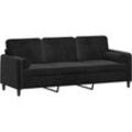 3-Sitzer-Sofa mit Zierkissen Schwarz 180 cm Samt Vidaxl