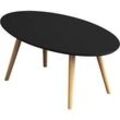 Beistelltisch SCANDI, oval, 4-Fuß Gestell aus Massivholz, B 850 x T 500 x H 350 mm, schwarz/Buche