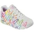 Sneaker SKECHERS "UNO - HIGHLIGHT LOVE", Damen, Gr. 35, bunt (weiß, multi), Lederimitat, Textil, kontrastfarbene Details, casual, Schuhe, mit Herzchen-Print, Freizeitschuh, Halbschuh, Schnürschuh