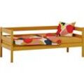 Einzelbett HOPPEKIDS "ECO Comfort Kinderbett, Kiefer Massivholz, Jugendbett inkl. Rollrost" Betten Gr. Ohne Absturzsicherung, Liegefläche B/L: 70 cm x 160 cm Betthöhe: 65 cm, kein Härtegrad, ohne Matratze, gelb (herbstgelb) 70x160 cm, wahlweise in verschieden Farben Matratze Absturzsicherung