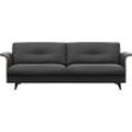 3-Sitzer FLEXLUX "Glow, super bequem durch hochwertigem Sitzaufbau mit Federkern", schwarz (deep schwarz), B:224cm H:81cm T:91cm, 100% Echteder, Sofas, Modernes skandinavisches Design