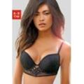 Push-up-BH LASCANA, Damen, Gr. 70, Cup D, schwarz, Spitze, Obermaterial: 90% Polyamid, 10% Elasthan, modisch, BHs BH Hochzeitsdessous Hochzeitswäsche Push-up-BH Reizwäsche Spitzen-BH Spitzenwäsche, mit entzückender Flechtoptik, sexy Dessous