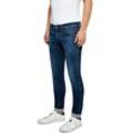 Slim-fit-Jeans REPLAY "ANBASS HYPERFLEX BIO" Gr. 32, Länge 36, blau (dunkelblau, washed), Herren, Obermaterial: 85% Baumwolle, 10% Polyester, 5% Elasthan, Jeans