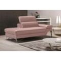 Ottomane EGOITALIANO "Princess, elegantes Designsofa mit erstklassigem Sitzkomfort", rosa (altrosa), B:177cm H:95cm T:108cm, Leder NUVOLE (Echtes Rindsleder). Halbnatürliches, halbnarbiges Rindsleder mit einer natürlichen Körnung von 1, 2 bis 1, 4 mm. Dieses Leder hat eine weiche, wachsartige Haptik mit mattem Aussehen und einem Wolkeneffekt. Es handelt sich um ein Naturleder, das die ursprünglich