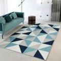 Teppich Wohnzimmer Kurzflor Modern Geometrisches Design für Wohnzimmer, Flur, Schlafzimmer Teppichläufer - Blau Grün 120x160cm