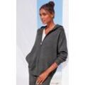 Strickjacke ELBSAND "- Loungejacke" Gr. 32/34, grau (anthrazit) Damen Strickjacken aus hochwertigen Strick und eingestricktem Logo, Loungewear