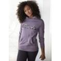 BENCH. LOUNGEWEAR Kapuzensweatshirt violett Gr. 32/34 für Damen. Mit Logostickerei, Logodruck. Bequem. Nachhaltig.