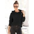 LASCANA Kapuzenpullover schwarz Gr. 32/34 für Damen. Figurumspielend