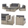 Juskys Polyrattan Gartenmöbel Set Salou - Outdoor Lounge für 6 Personen, wetterfest - Grau