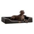 Tierlando ® Orthopädisches LUXUS-Hundebett MELODY LATEX Soft Kunstleder Velours schwarz 85 cm, 22 cm, 60 cm