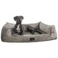 Tierlando ® Orthopädisches Hundebett FRANKLIN Kuscheliger Teddy-Stoff - Hundesofa graphit/nature 1,3 m, 25 cm, 1 m