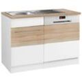 Spülenschrank KOCHSTATION "KS-Trient", weiß (weiß matt, eichefarben), B:110cm H:85cm T:60cm, Schränke, 110 cm breit, inkl. Tür/Socke für Einbaugeschirrspüler