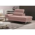 Ottomane EGOITALIANO "Princess, elegantes Designsofa mit erstklassigem Sitzkomfort", rosa (altrosa), B:177cm H:95cm T:108cm, Leder NUVOLE (Echtes Rindsleder). Halbnatürliches, halbnarbiges Rindsleder mit einer natürlichen Körnung von 1, 2 bis 1, 4 mm. Dieses Leder hat eine weiche, wachsartige Haptik mit mattem Aussehen und einem Wolkeneffekt. Es handelt sich um ein Naturleder, das die ursprünglich