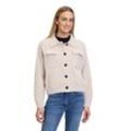 Strickjacke AMBER & JUNE "Amber & June Winter-Strickjacke mit aufgesetzter Brusttasche" Gr. 38, beige (beach beige), Damen, Obermaterial: 80% Polyamid, 13% Polyester, 7% Viskose., Strickjacken, Taschen