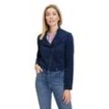 Jackenblazer BETTY & CO "Betty & Co Bolero-Jacke mit Stehkragen", Damen, Gr. 44, blau (navy blau), Obermaterial: 88% Polyester, 12% Elasthan. Futter: 100% Polyester., modisch, tailliert kurz, Langarm, Blazer, Material