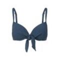 TOM TAILOR Damen Push-Up Bikinitop mit Knotendetail, blau, Gr. 42C