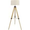 Stehlampe Elly - Stehleuchte Wohnzimmer - Leselampe - Stativ - Holz - 145 cm - E27 led - 40W - Creme - beige - Maxxhome