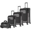 Trolleyset TRAVELITE "VIIA S/M/L und Reisetasche", grau (schiefer), Polyester, mehrfarbig, Koffer-Sets, Kofferset Reisegepäck mit erweiterbarem Volumen und TSA Schloss