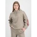 Hoodie ALPHA INDUSTRIES "Alpha Industries Women - Hoodies X-Fit Label OS Wmn" Gr. M, beige (vintage sand) Damen Sweatshirts