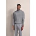 Rollkragenpullover BUGATTI, Herren, Gr. L, grau (hellgrau), 100% Wolle, unifarben, casual, regular fit, ohne Ausschnitt, Langarm Rippbündchen, Pullover, aus 100 % Merinowolle