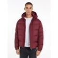 Steppjacke TOMMY HILFIGER "MIX DOWN HOODED PUFFER JACKET" Gr. L, rot (deep rouge) Herren Jacken mit abnehmbarer Kapuze