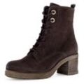 Schnürstiefelette GABOR "Milano" Gr. 41, braun (dunkelbraun) Damen Schuhe Blockabsatz, Schnürboots, Weite G, Sohle in Krepp-Optik