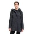 Wolljacke GIL BRET "Gil Bret Wolljacke mit Kapuze", Damen, Gr. 42, grau (grau, schwarz), Bouclu00e9, Obermaterial: 32% Baumwolle, 27% Polyester, 18% Wolle, 18% Polyacryl, 5% diverse Faserarten. Besatz: 100% Polyamid. Futter: 100% Polyester. Füllung: 100% Polyester., sportlich, ausgestellt, Langarm, Jacken