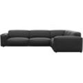 Ecksofa FLEXLUX "Lucera, super bequem durch hochwertigen Sitzaufbau mit Kaltschaum", schwarz (deep schwarz), B:319cm H:73cm T:285cm, 100% Echteder, Sofas, modern & anschmiegsam, L-Form, Designsofa