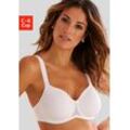 Minimizer-BH LASCANA, Damen, Gr. 100, Cup C, weiß, Spitze, Microtouch, Obermaterial: 88% Polyamid, 12% Elasthan, elegant, BHs, mit Bügel aus schimmernder Jaquardspitze