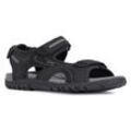 Sandale GEOX "UOMO SANDAL STRADA" Gr. 40, schwarz (schwarz, grau), Herren, Lederimitat, Schuhe, Sommerschuh, Klettschuh, Outdoorsandale, im Trekking-Look