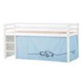 Hochbett HOPPEKIDS "ECO Dream, Kinderbett, Spielbett, Halbhohes Bett aus Massivholz", blau (weiß, blau, auto), B:101cm H:105cm L:208cm, Kinderbett: 100% Massivholz: Nordische Kiefer, Vorhang: 100% Baumwolle, Hochbetten, Kinderbett Hochbett, inkl. Vorhang-Set Creator, Bettgröße & Matratze wählbar