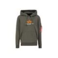 Hoodie ALPHA INDUSTRIES "Alpha Industries Men - Hoodies Basic Hoodie Rubber", Herren, Gr. L, grün (schwarz olive), Obermaterial: 80% Baumwolle, 20% Polyester, regular fit, Sweatshirts