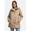 Winterjacke NAVAHOO "Ireliaa" Gr. L, grau (taupe grey) Damen Jacken mit warmen Teddyfell