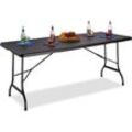 Relaxdays - Gartentisch klappbar bastian, groß, Tragegriff, stabiler Campingtisch, h x b x t: 72 x 178 x 74 cm, schwarz