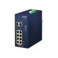 PLANET IGS-1020PTF - Switch - unmanaged - 8 x 10/100/1000 (PoE+) + 2 x Gigabit SFP - an DIN-Schiene montierbar, wandmontierbar - PoE+ (240 W)