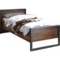 Bett HOME AFFAIRE "Detroit Einzelbett im Industrial Design, Bettrahmen, Schlafzimmer", braun (braun, schieferfarben), B:106cm L:209cm, Betten, Bettgestell, in 3, Breiten (Liegeflächen 90/140 oder 180x200cm)