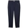 TOM TAILOR Damen Lockere Cropped Hose mit Reißverschlusstaschen, blau, Uni, Gr. 44/28