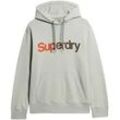 Kapuzensweatshirt SUPERDRY "CORE LOGO FADE LOOSE HOOD" Gr. L, grau (puritan grau), Herren, Sweatware, Obermaterial: 100% Baumwolle, unifarben, Sweatshirts