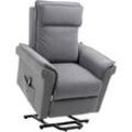 Homcom - Sessel mit Aufstehhilfe Fernsehsessel Massagesessel Relaxsessel elektrisch Aufstehsessel mit Liegefunktion Leinen-Touch Stahl Grau 86 x 95 x