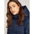 Steppjacke TOMMY JEANS "TJW ASPEN PUFFER EXT", Damen, Gr. XL (42), blau (schwarz night navy), Web, Obermaterial: 100% Polyamid. Futter: 100% Polyester. Wattierung: 100% Polyester, unifarben, casual, regular fit kurz, Langarm elastischer Bund, Jacken, mit Logostickerei