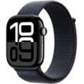 Smartwatch APPLE "Watch Series 10 Aluminium" Smartwatches Gr. 46mm, ohne eSIM, One-Size, Sport Loop, schwarz (schwarz, schwarz) Bestseller