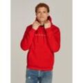 Kapuzensweatshirt TOMMY JEANS "TJM REG LINEAR LOGO HOODIE EXT" Gr. L, rot (deep crimson) Herren Sweatshirts mit Kordel