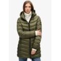 Steppjacke SUPERDRY "HOODED FUJI MID PADDED JACKET" Gr. L, grün (dusty olive grün), Damen, Web, Obermaterial: 100% Polyester, unifarben, Jacken